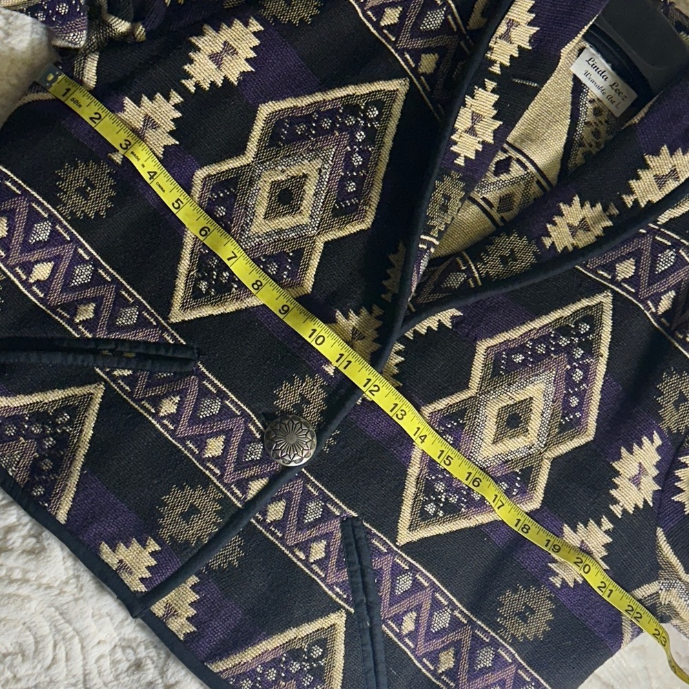 Vintage Linda Leez Wearable Art southwestern Patterned Jacket Sz L - Picture 8 of 15